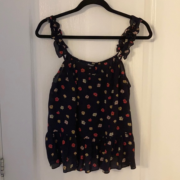 Silk Ruffle-Strap Cami Top in Confetti Floral - Picture 2 of 7